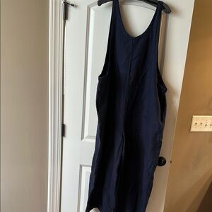 Navy linen overalls—cut loose brand